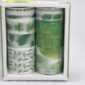 10pcs Groen, gebladerte, planten, bladeren, klaver, bamboe washi tape, masking tape. Papierwaren