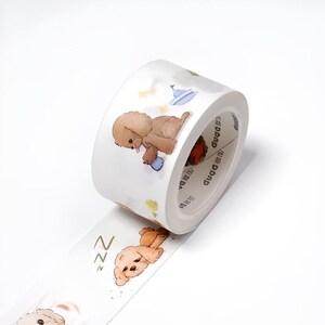 Cartoon, kawaii, washitape met poedelhond, plakband. Dagboek, collages