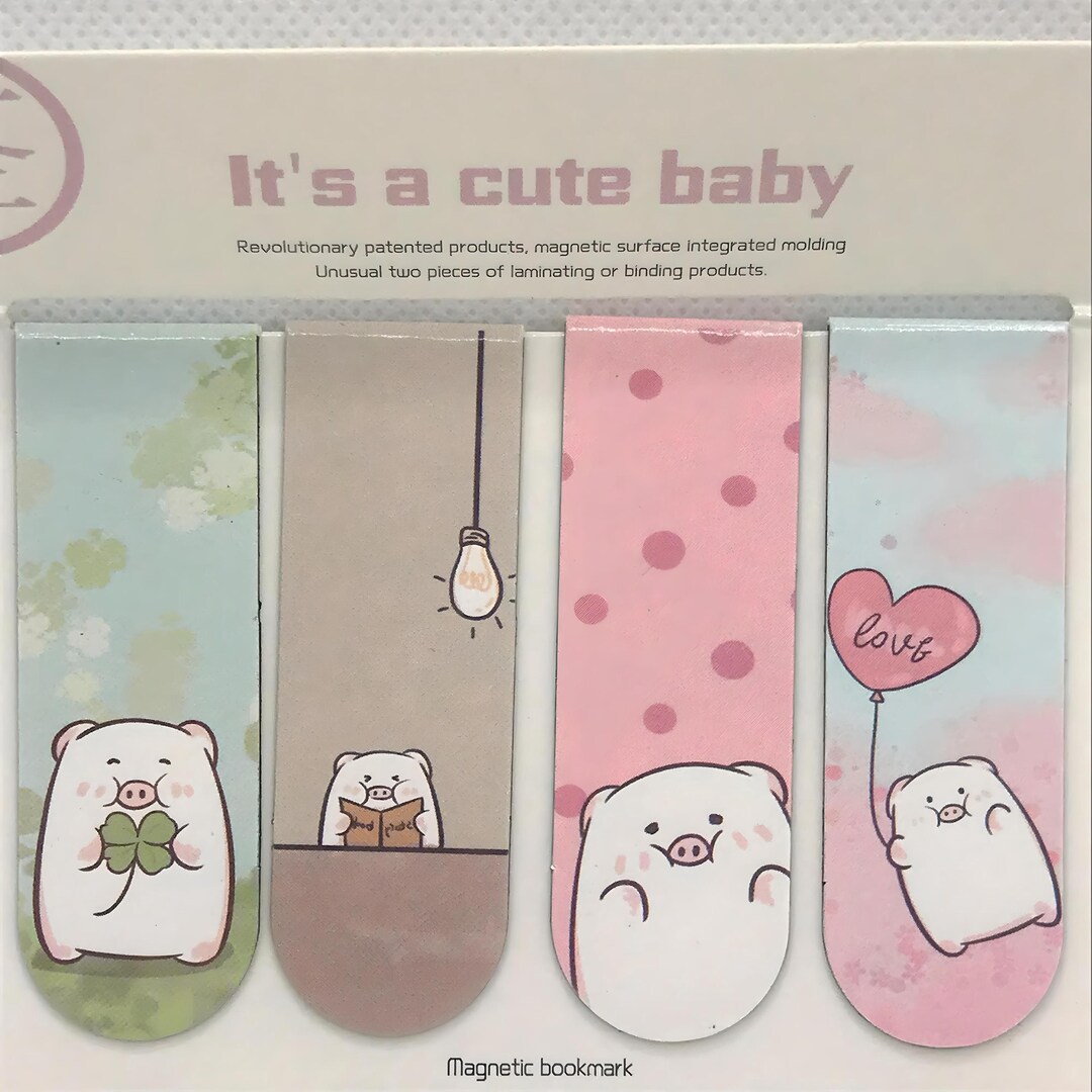 4pcs Kawaii, Cartooned Cute Pig Bookmarks Etsy UK