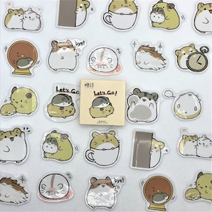 2 designs. 45 cartoon, kawaii, anime, funny hamster stickers. Stationery, journaling
