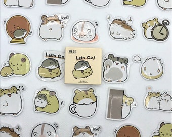 2 designs. 45 cartoon, kawaii, anime, funny hamster stickers. Stationery, journaling