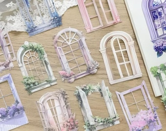 10, die cut, cardstock, windows. Scrapbooking. Collage. Planner supplies.