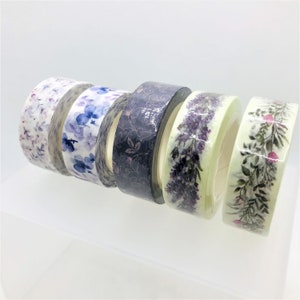 Violetta. Viola del pensiero. Fiori viola. Ghirlanda di tulipani. Lavanda. Fiori acquerello washi tape, nastro adesivo