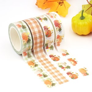 Autumn pumpkin. Fall. Thanksgiving. Washi tape. Gold foil