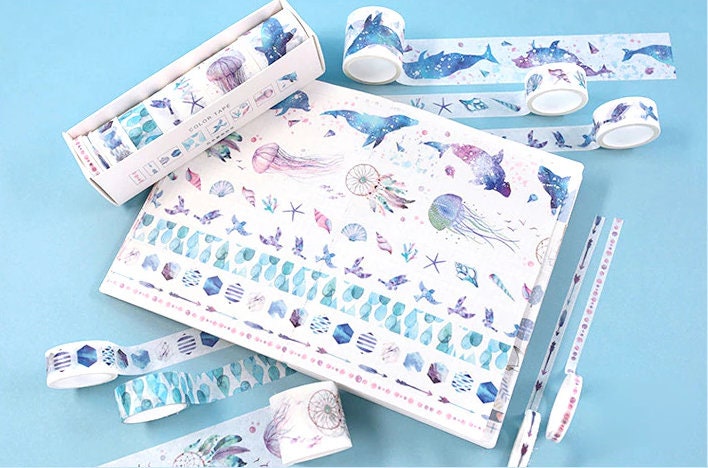 Dream Whale Washi Tape, Cute Purple Washi Tape, Kawaii Stationery Tape,  Pastel Washi Tape 