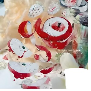 Appels, aardbei. Anemoonbloemen. 1 lus. PET-tape.