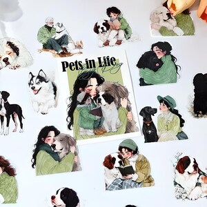 Amante de las mascotas. Pegatinas de mascotas. Perros. Gatos. Chica. Papelería. Amor por los animales. Adornos. Papelería.