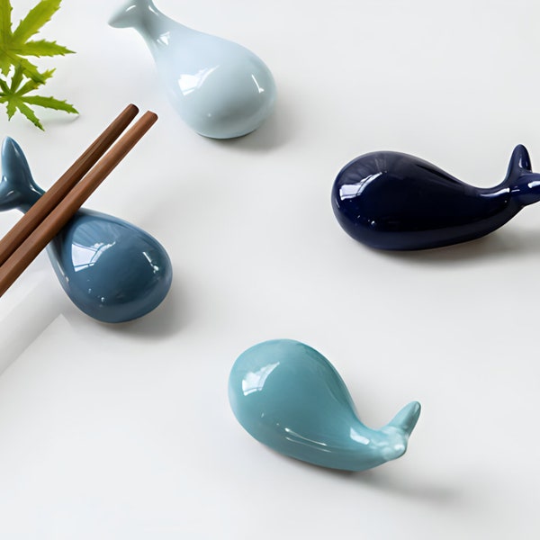 Ceramic, Japanese style, chopsticks rest, holders, stands. Whales. Dinnerware