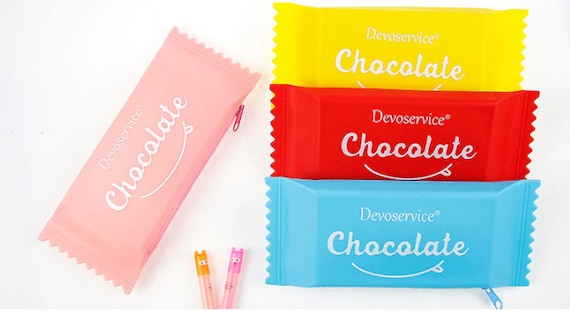 Silicone, Waterproof, Chocolate Bar Shaped Pencil Case 