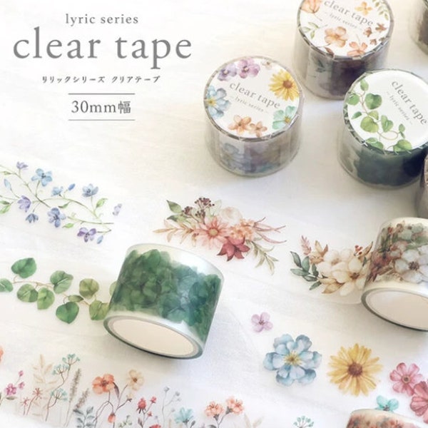 Mind Wave. PET tape. Clear tape. Blue flowers. Fall leaves. Green leaves.