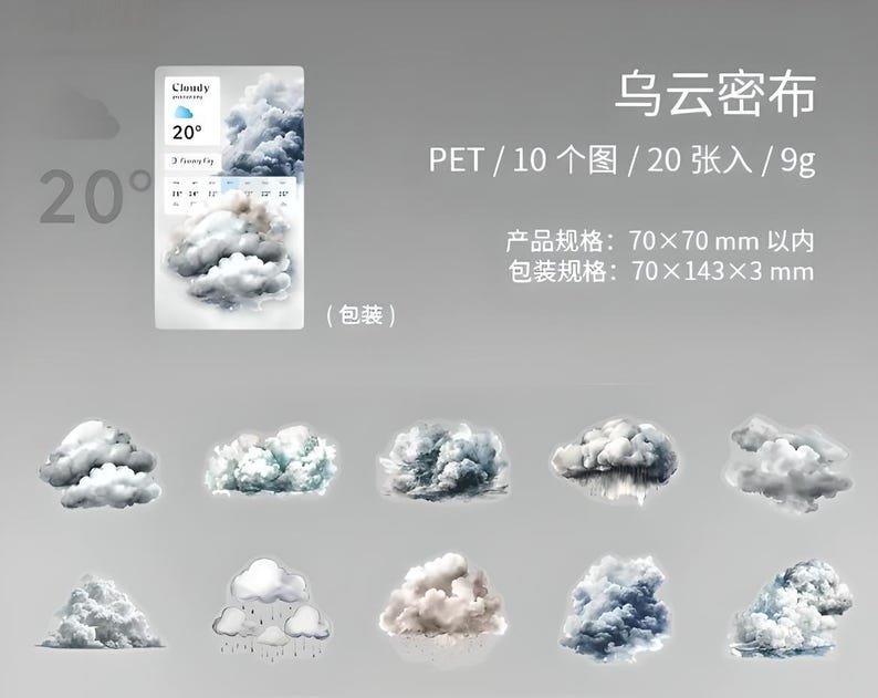 Fost Sticker 20 Matte Stickers. Weather Station. Forecast. Storm. Cloudy. Frost ...