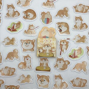 Kawaii, Cartoon, Shiba Hunde Stimmung Sticker. Schreibwaren.