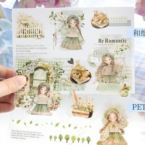 20 Bögen vorgestanzte, süße Sticker für Mädchen. Retro. Jahrgang. Blüten. Garten. Anime.