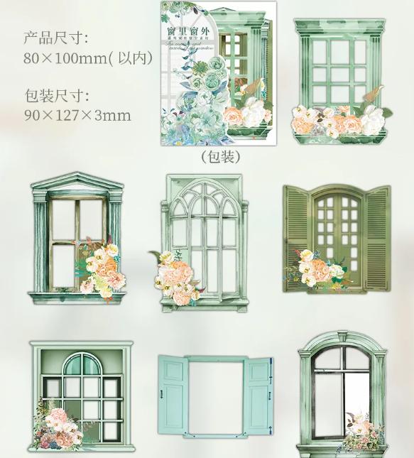 10 Cardstock Stickers. Windows. Hollow Windows. Balcony. Flowers. - Etsy