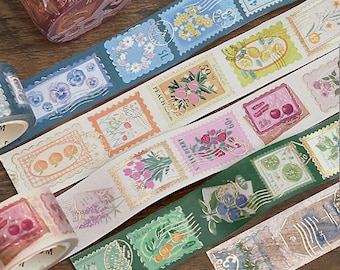 1 roll, BGM, new 2022 collection, washi tape. Stamps. Flowers. Retro, vintage. Letters. Postcards