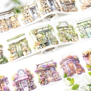 Restaurants, coffeeshops, bloemenwinkels, gebouwen, huisjes, washitapes