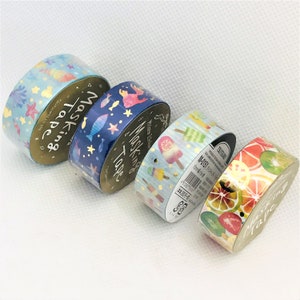 1 Rolle, japanisches Washi Tape. Misato Ishihara Design. Eis am Stiel. Gelato. Eiscreme. Zitrus. Orange. Fisch.