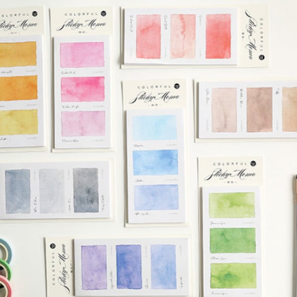 1pcs, 30 sheets, watercolor palette, handwritten shades, sticky notes, memo pad, stationery