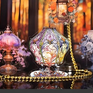 10 vitrais, Liberty, Belle Epoque, adesivos PET. Papelaria. Luminárias de mesa.