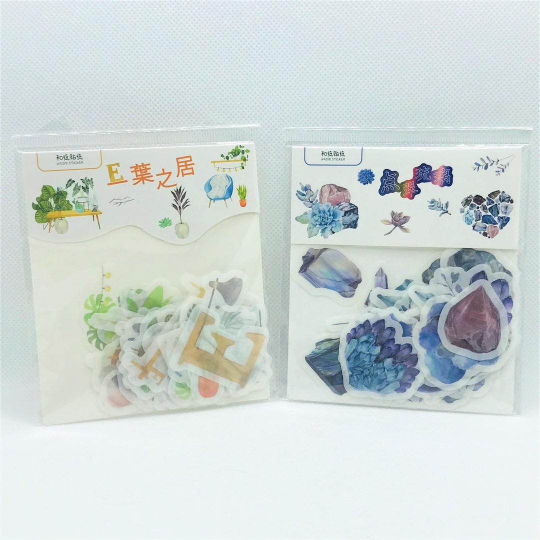 40 Washi Paper Stickers. Deco. Crystals. Raw Gems. Rocks. House ...
