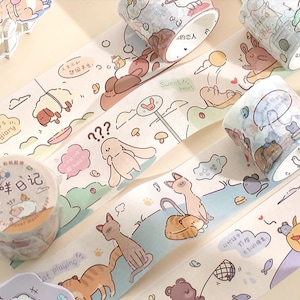 1pcs kawaii, cartoon, washi tape, masking tape. Siamese cat. Sheep.