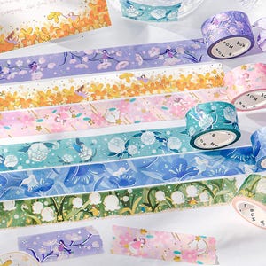 BGM Washi Tape. Goldfolie. Gartenfee. Mädchen im Blumenfeld. Sakura. Katze. Frühling.
