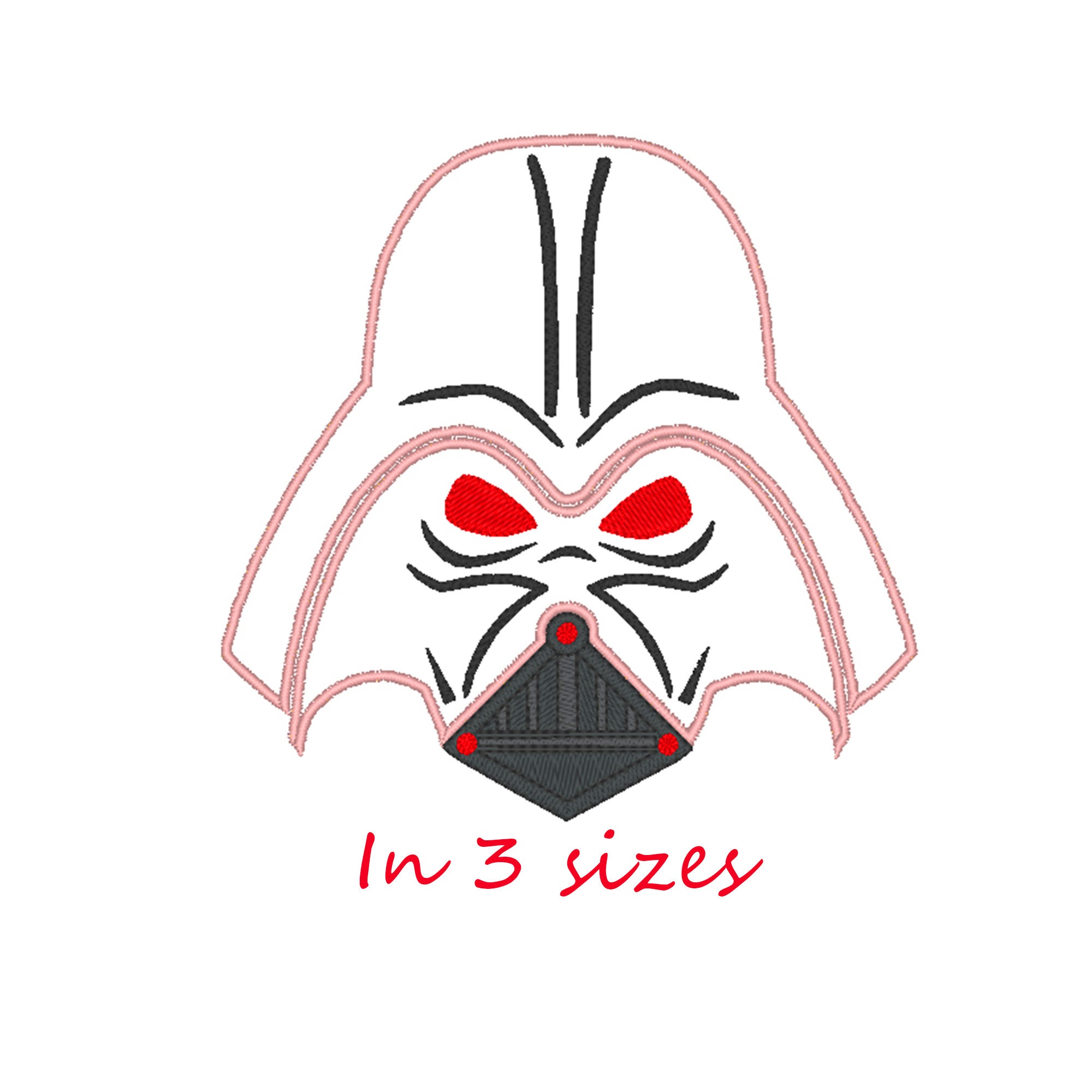 Darth Vader Star Wars Embroidery Design 10 File Formats 8 Sizes Digital File Instant Download