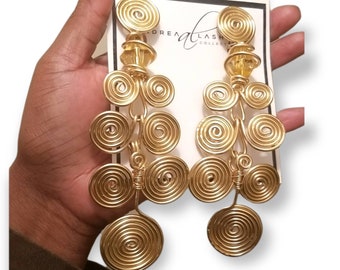 Gold Large African Disc earrings Gold Statement Earrings Boho Earrings gift ideas juneteenth