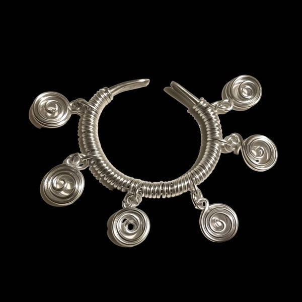 Spiral charm bangle,chunky bracelet, boho jewel, afrocentric, statement jewelry