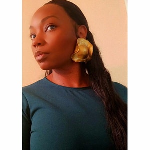 Gold Polymer Clay Statement Earrings: Large African Runway Style