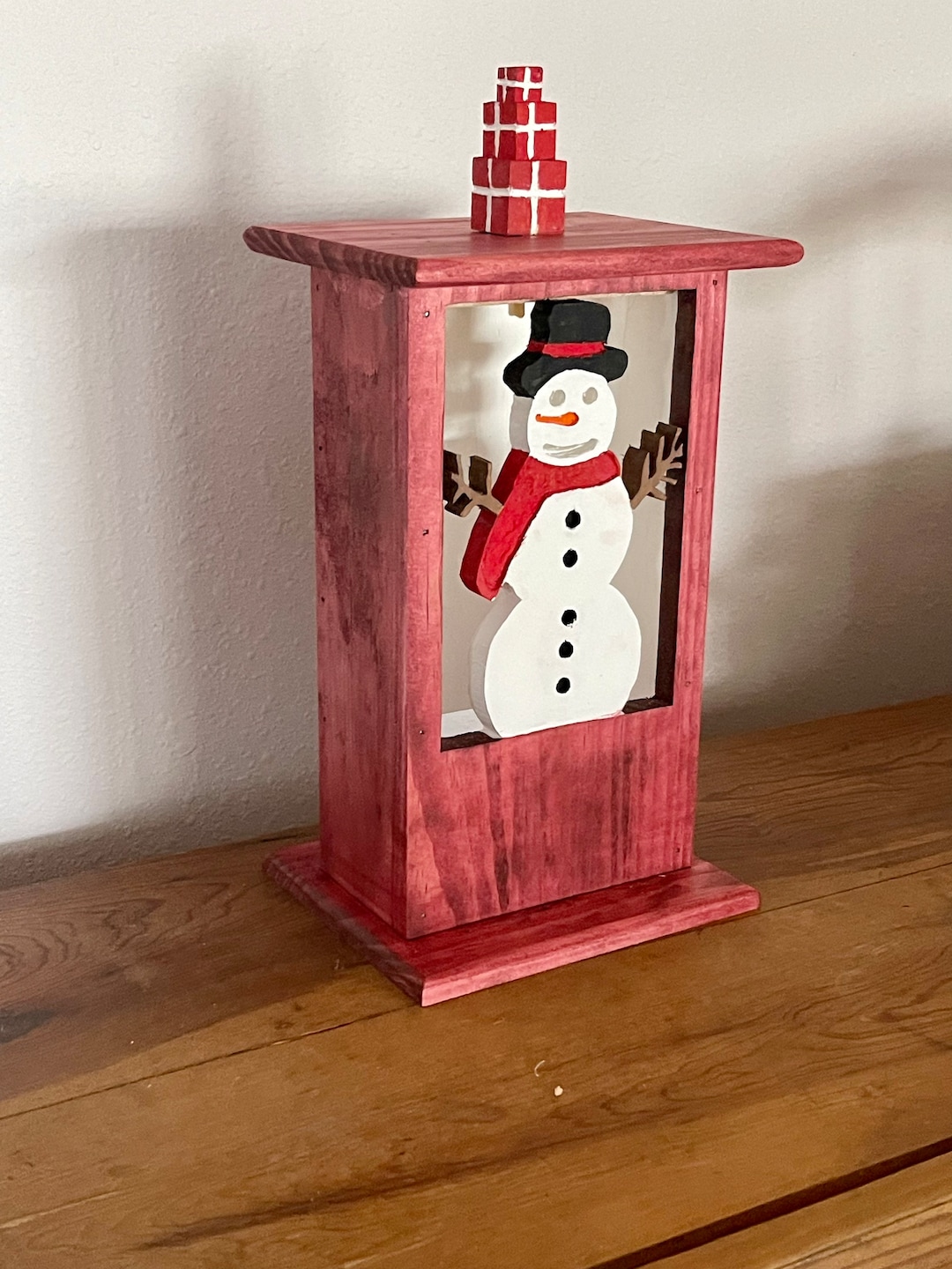 Wooden Christmas Lantern Etsy