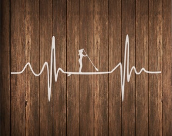 Heartbeat with woman on a paddle board stencil for signs, Heart beat paddle board stencil, heartbeat stencil