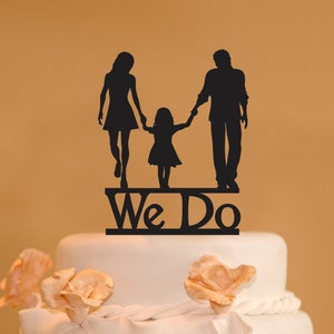 Man woman and child wedding cake topper 2 - family wedding cake topper litte girl - We Do family wedding cake topper - We Do cake topper