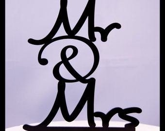 Mr. and Mrs. with ampersand wedding cake topper design 2 - Mr. & Mrs. wedding cake topper