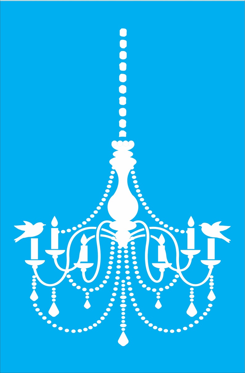 Candle Chandelier With Chain Stencil Stencil Reuseable Etsy