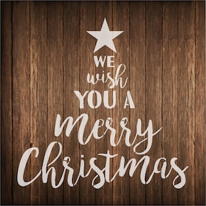 Merry Christmas Stencil -  We wish you a Merry Chritmas stencil - holiday stencil - Merry Christmas - Christmas Tree stencil