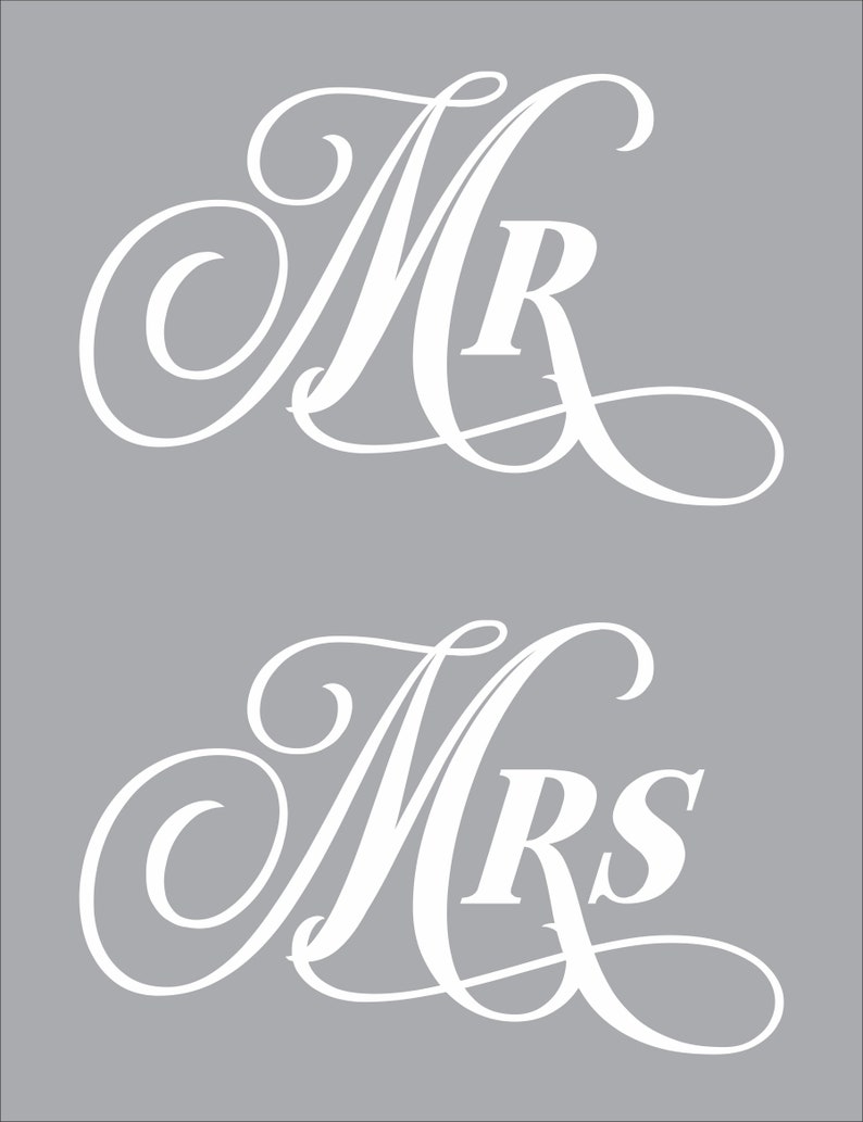 Mr. Mrs. Wedding Stencils Set 1 Reusable Wedding Stencil Etsy