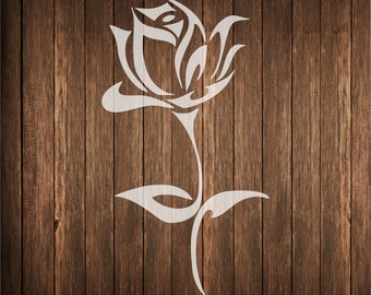 Tribal style Rose stencil -  single rose stencil - leaves stencil - flower stencil - plant stencil - garden stencil- blooming rose