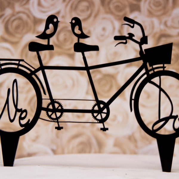 Bicycle for Two wedding cake topper with We Do in the wheels - We Do Bicyce for two cake topper - bike for two wedding cake topper