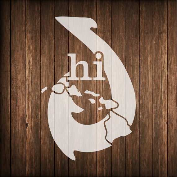 Download Hawaiian Islands Fish Hook Hi Stencil Reuseable Fish Hook Etsy