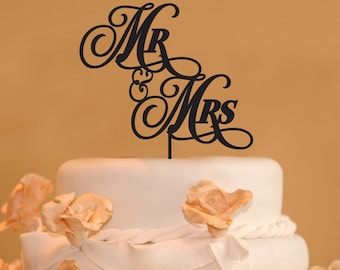 Custom Mr. and Mrs. with ampersand wedding cake topper - Mr. and Mrs. custom wedding cake topper - Mr. & Mrs. wedding cake topper