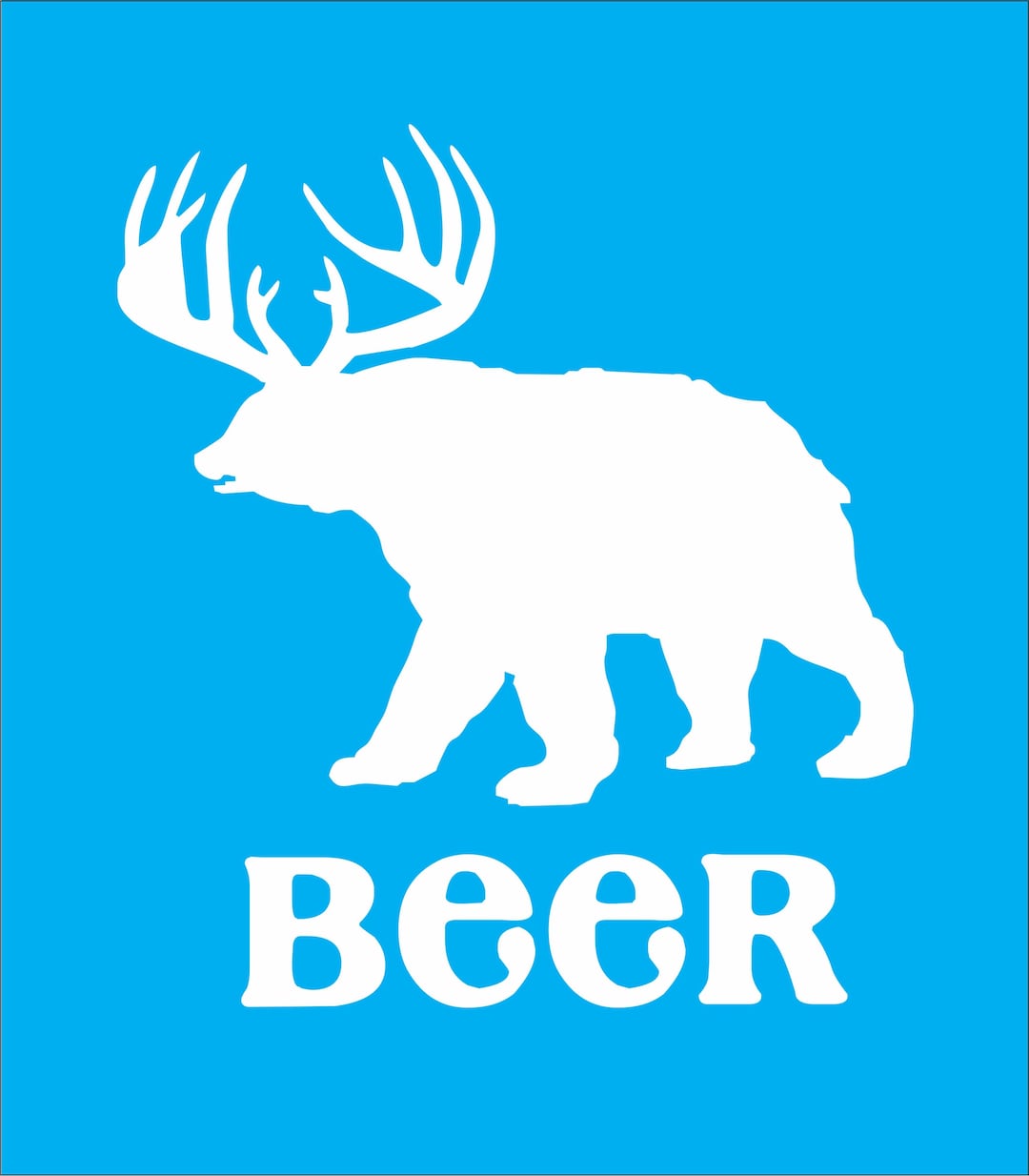 Beer Stencil Bear With Antlers Beer Stencil Funny Bear Stencil Bar