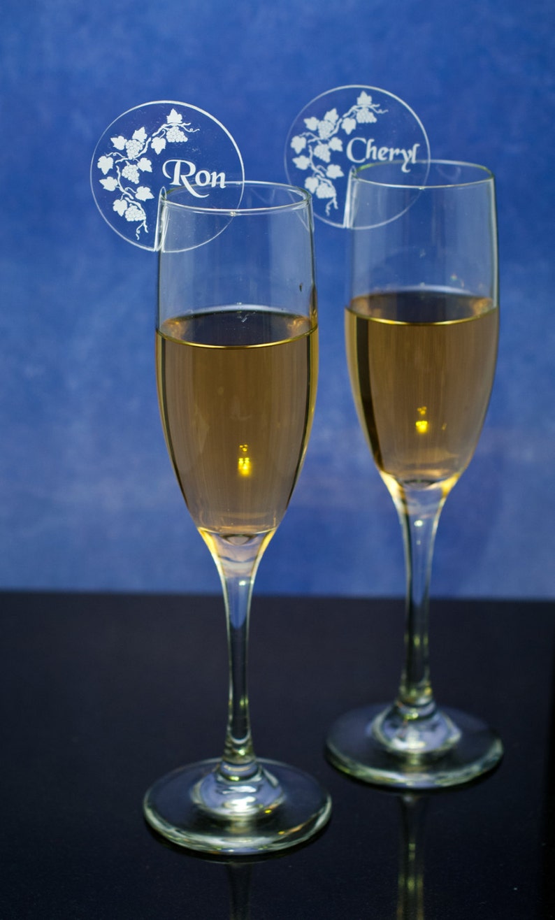 Champagne Glass Name Tags and Charms Personalized with your Etsy