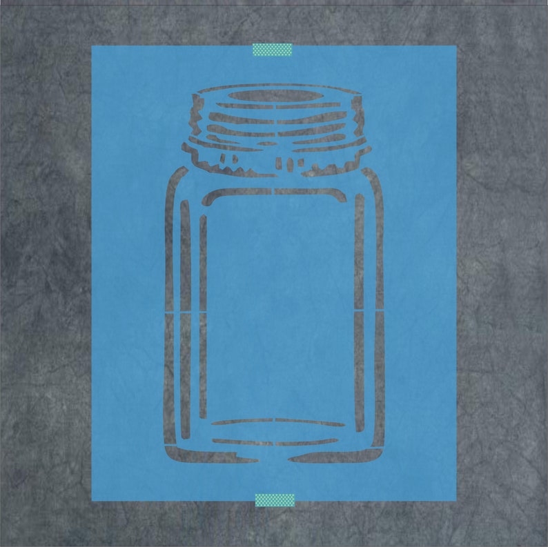 a stencil of an empty mason jar with the lid on