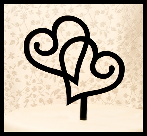 Double Heart Wedding Cake Topper Two Hearts Wedding Cake Etsy