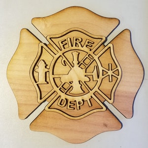 Fireman Maltese Cross set Wood Cutout Unfinished Firefighter Wooden Crosses, custom wood cutouts, fire department emblem