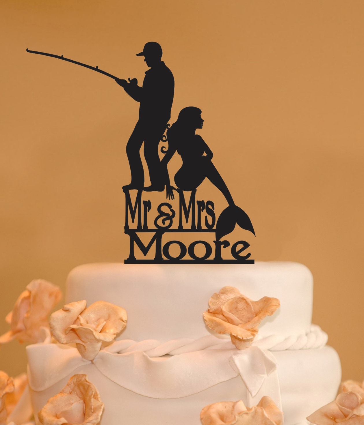 Pecheur Et Gateau De Mariage De Bois De Sirene Topper Sirene Etsy