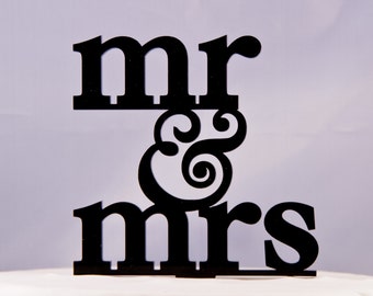 Mr. and Mrs. with ampersand wedding cake topper design 3 - Custom Mr. and Mrs. wedding cake topper - Mr. & Mrs. wedding cake topper