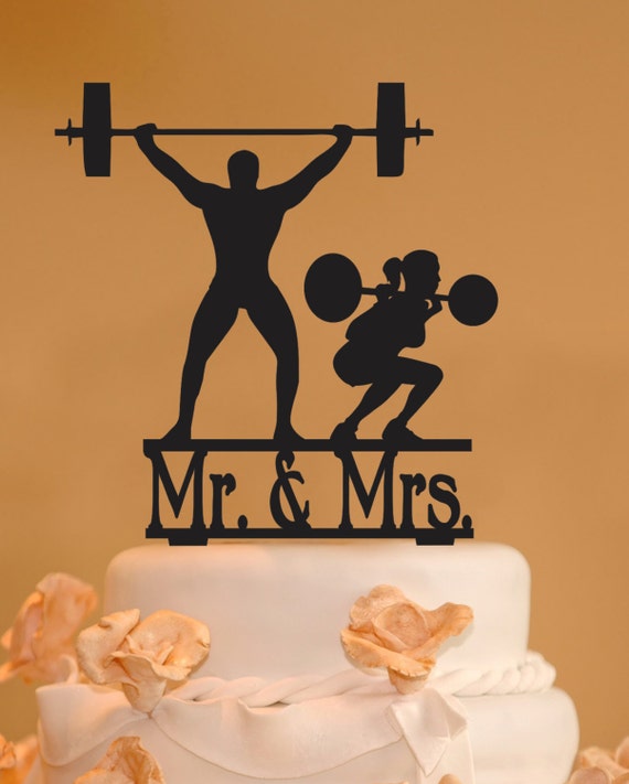 Mr And Mrs Weight Lifter Wedding Cake Topper Body Building Etsy