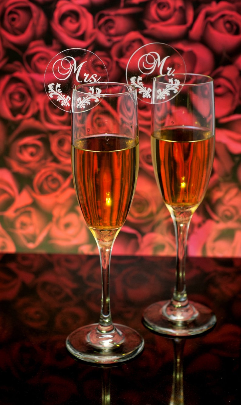 Champagne Glass Charms Wine Glass Charms Mr. & Mrs. Etsy